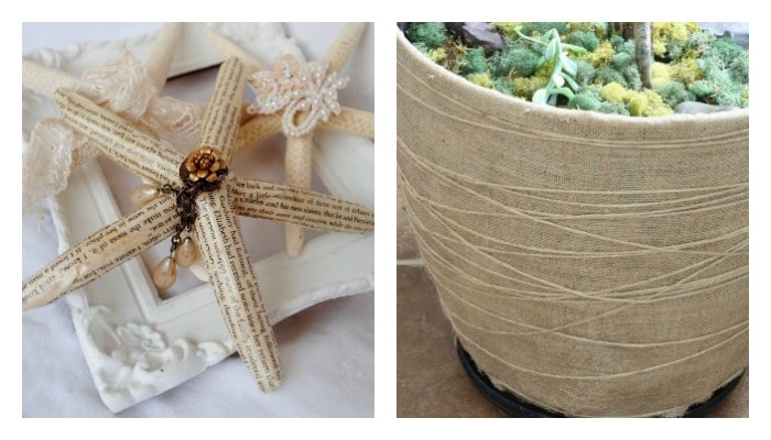 star fish and plastic bowl covered in twine Mod Podge craft projects