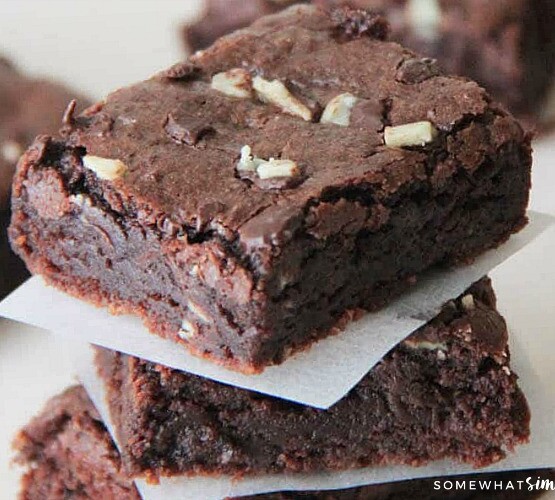 a stack of Creme de Menthe Brownies