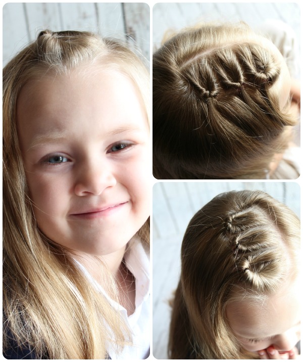 30+Adorable Hairstyles for the Latest Trends : Cute Small Braid Hair Down  with White Bows