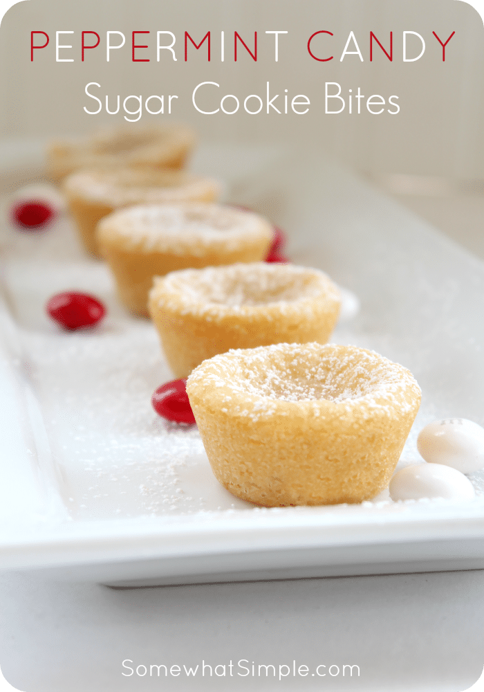 Peppermint Candy Sugar Cookie Bites - Somewhat Simple