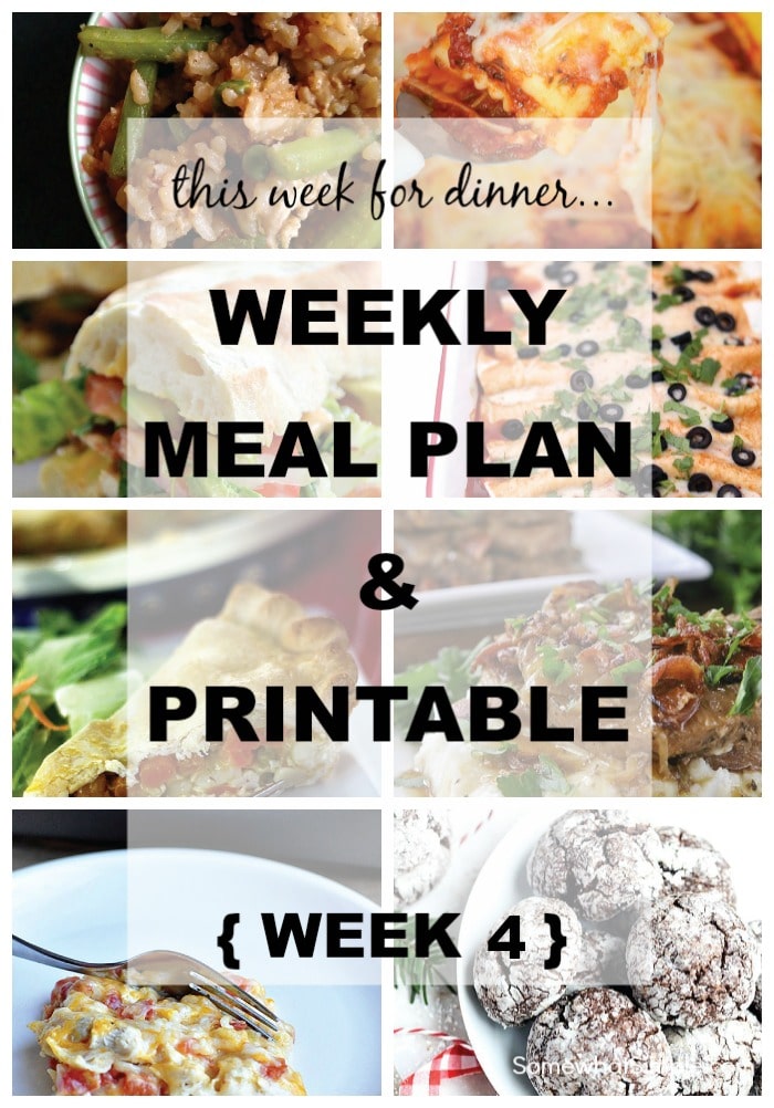 Weekly Dinner Menu Plan - Week 4 - Somewhat Simple