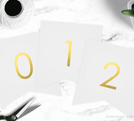 free printable numbers in gold to make the perfect banner for any holiday or season