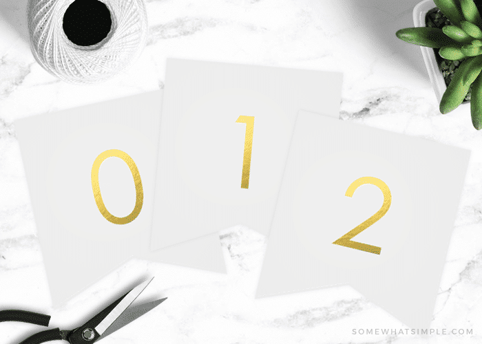 free gold foil printable numbers banner somewhat simple