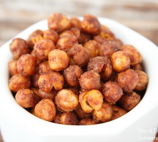 a bowl of Sriracha Roasted Chickpeas