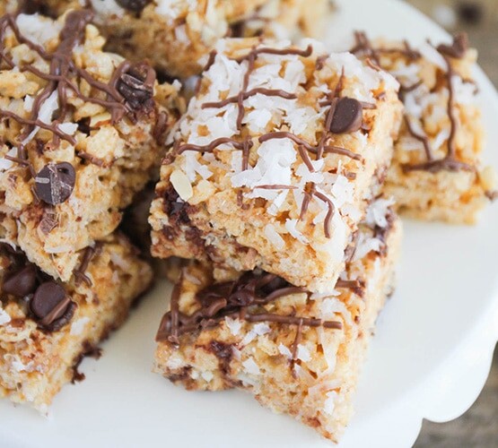 squares Almond Joy Rice Krispies treats