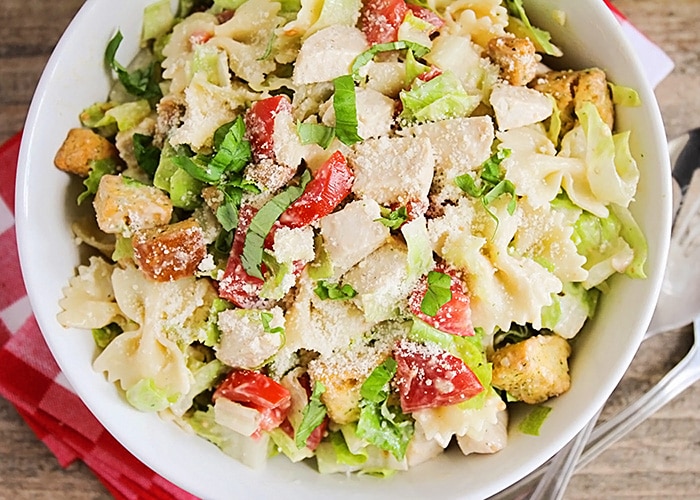 Chicken Caesar Pasta Salad (Easy Recipe) - Somewhat Simple