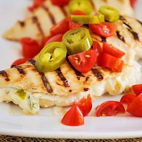 Spicy Stuffed Grilled Chicken Breasts | from SomewhatSimple.com