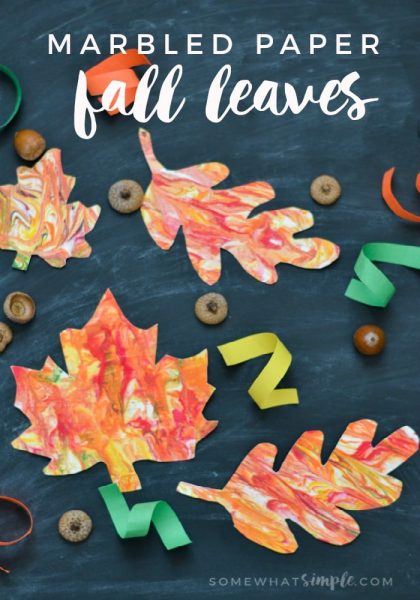 Marbled Paper Fall Leaves Craft | Somewhat Simple