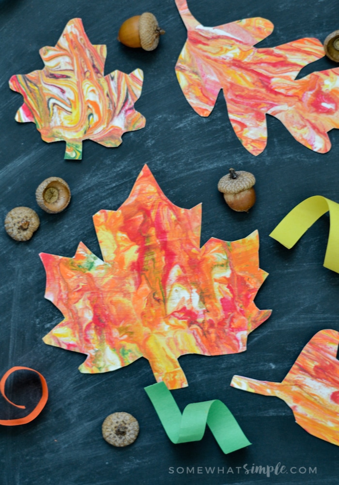 Marbled Paper Fall Leaves Craft | Somewhat Simple