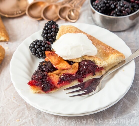 Juicy blackberries and tender apples are encased in a rich, buttery pastry to create this truly amazing Blackberry and Apple Galette. So good you won’t want to share!