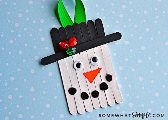 Popsicle Stick Snowman Ornament Craft - Somewhat Simple