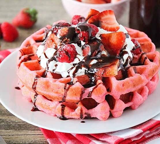 pink velvet waffles