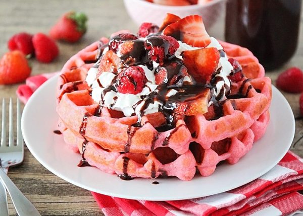 Fluffy Pink Velvet Waffles Recipe Somewhat Simple