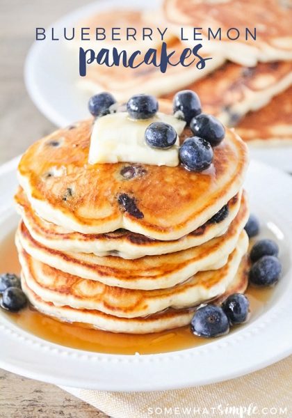 Lemon Blueberry Pancakes (Fluffy & Sweet) | Somewhat Simple