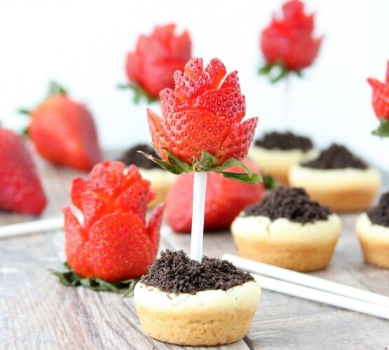 Sugar Cookie Flower Pots with Strawberry Roses | Easy Treat Recipe