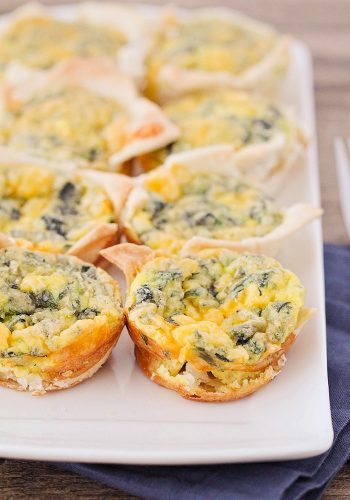 Cheddar Spinach Mini Quiches - from Somewhat Simple