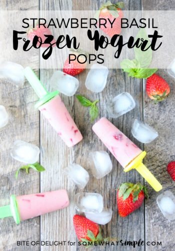 Strawberry Basil Frozen Yogurt Pops | Somewhat Simple