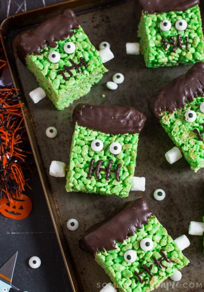 Easy Frankenstein Rice Krispie Treats - Somewhat Simple