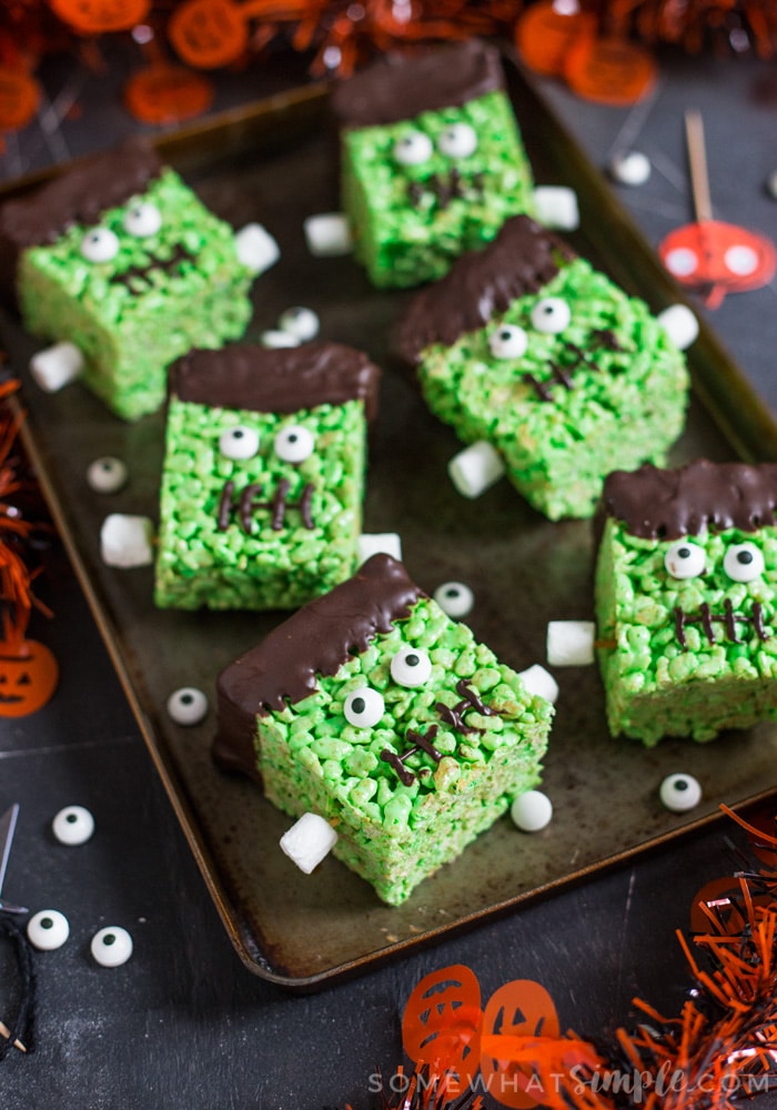 Frankenstein Rice Krispie Treats - Somewhat Simple