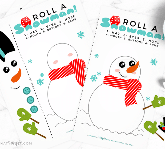 printable roll a snowman dice game for kids