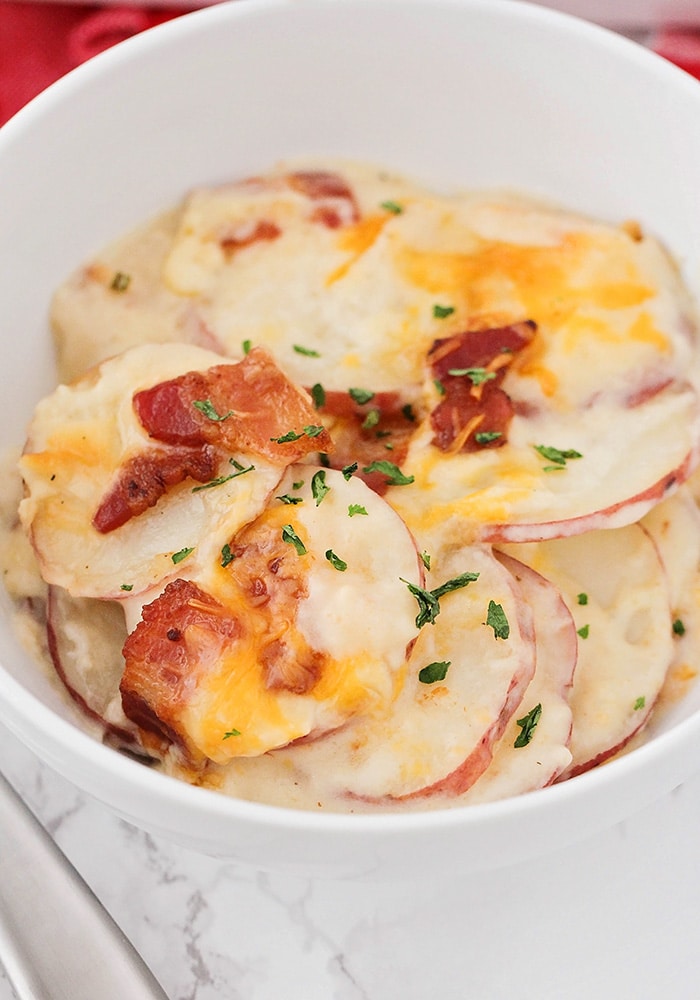 The Best Cheddar Bacon Scalloped Potatoes - Somewhat Simple