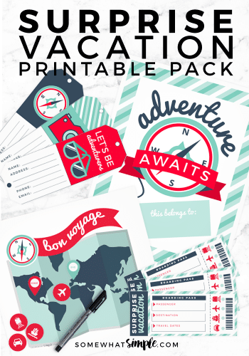 Surprise Vacation Reveal Printables (Gift Idea) | Somewhat Simple