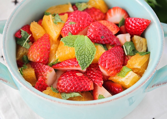 Strawberry and Orange Salad with Citrus Syrup & Fresh Mint