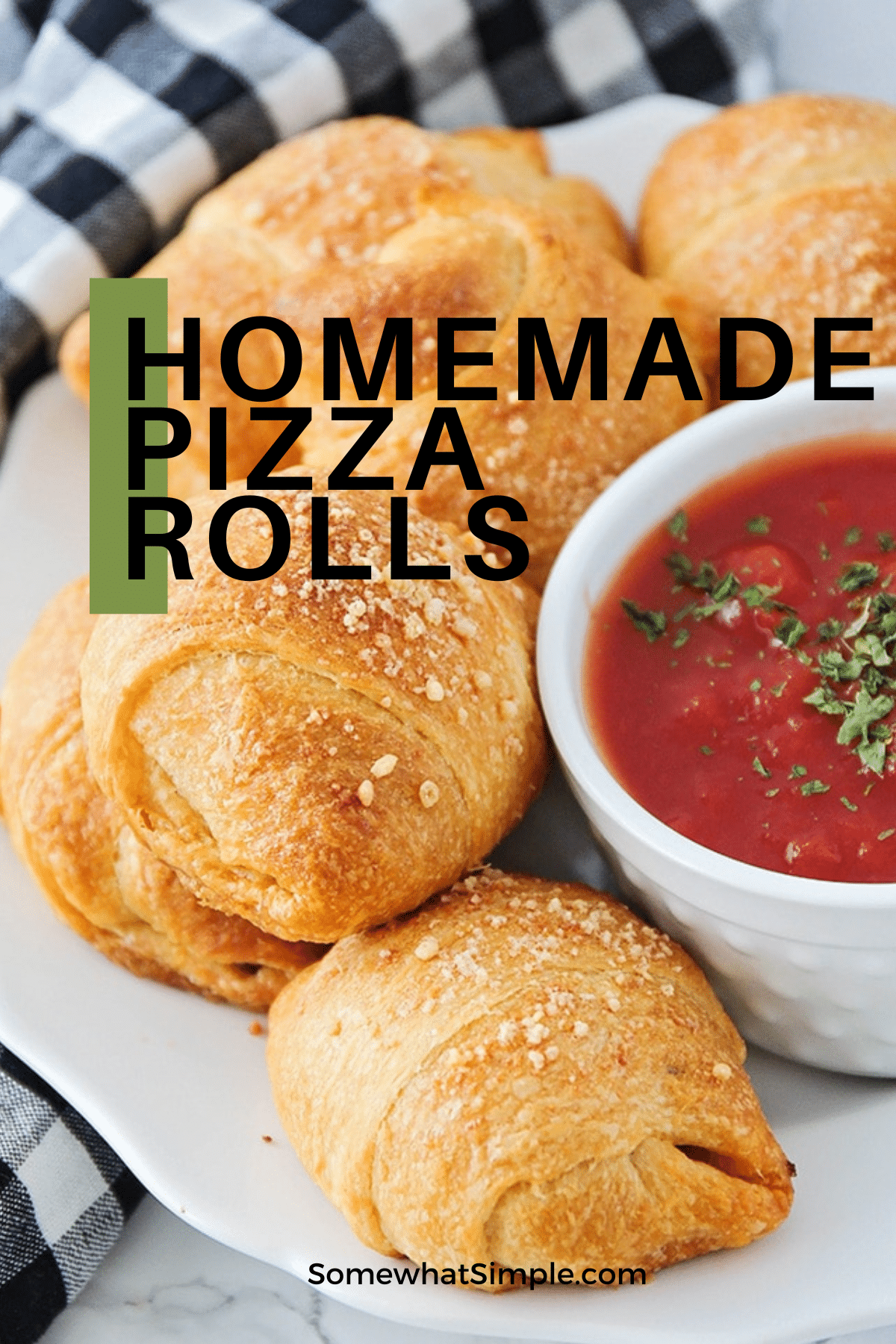 These pizza rolls are a tasty way to get the kids involved in making dinner! They are super simple to create, plus they are easy to adapt for the pickiest of eaters! via @somewhatsimple