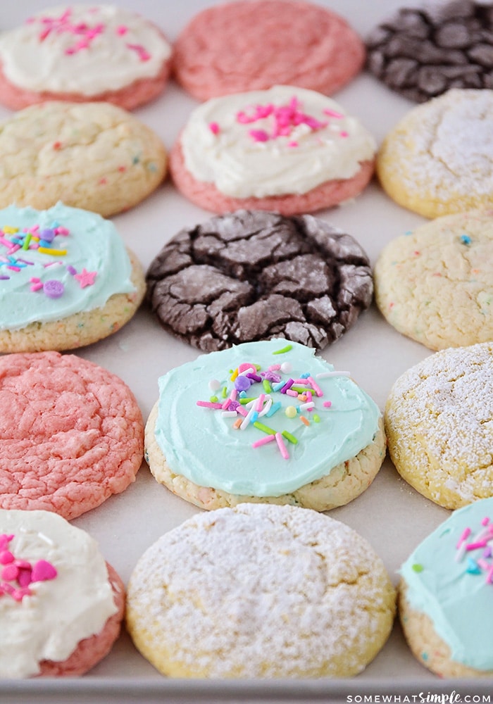 Easy Cake Mix Cookies - 3 Ingredients (8 Flavors) | Somewhat Simple