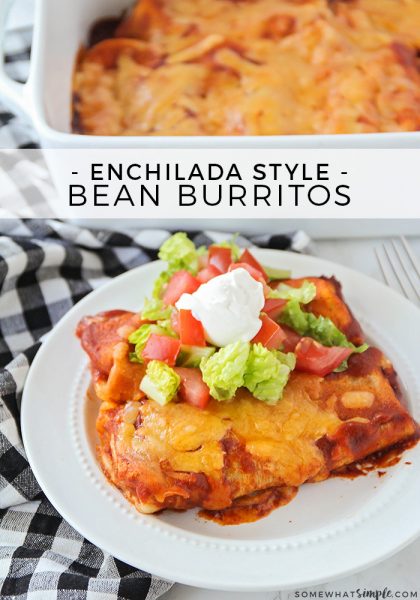 Enchilada Style Baked Bean Burritos Recipe | Somewhat Simple