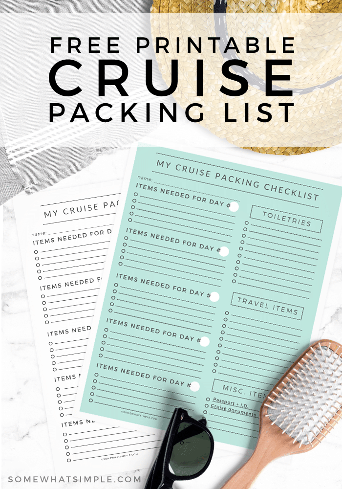 This printable cruise packing list will help you make sure you're ready to set sail!  This list covers everything from the essentials to things you probably never considered before. Now you can relax knowing you'll have everything you need while you're out at sea. #cruisetips #cruisepackinglist #cruisepackingchecklistfreeprintable #caribbeancruisepackingchecklist #mexicocruisepackinglist via @somewhatsimple