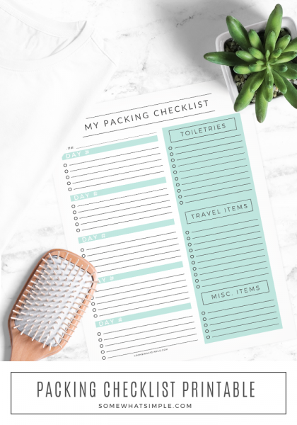 Travel Packing List - Free Printable - Somewhat Simple