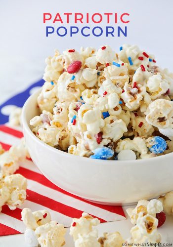 Patriotic White Chocolate Popcorn (Red White Blue) | Somewhat Simple