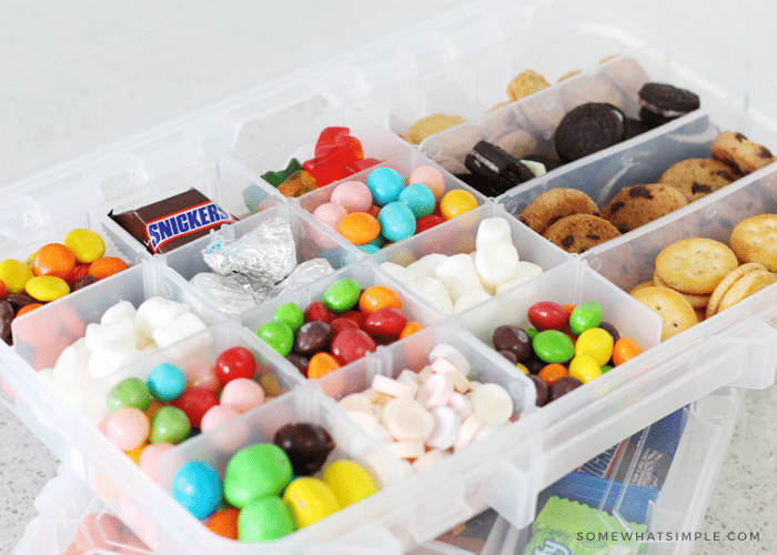 Road trip idea for toddler- tackle box with snacks