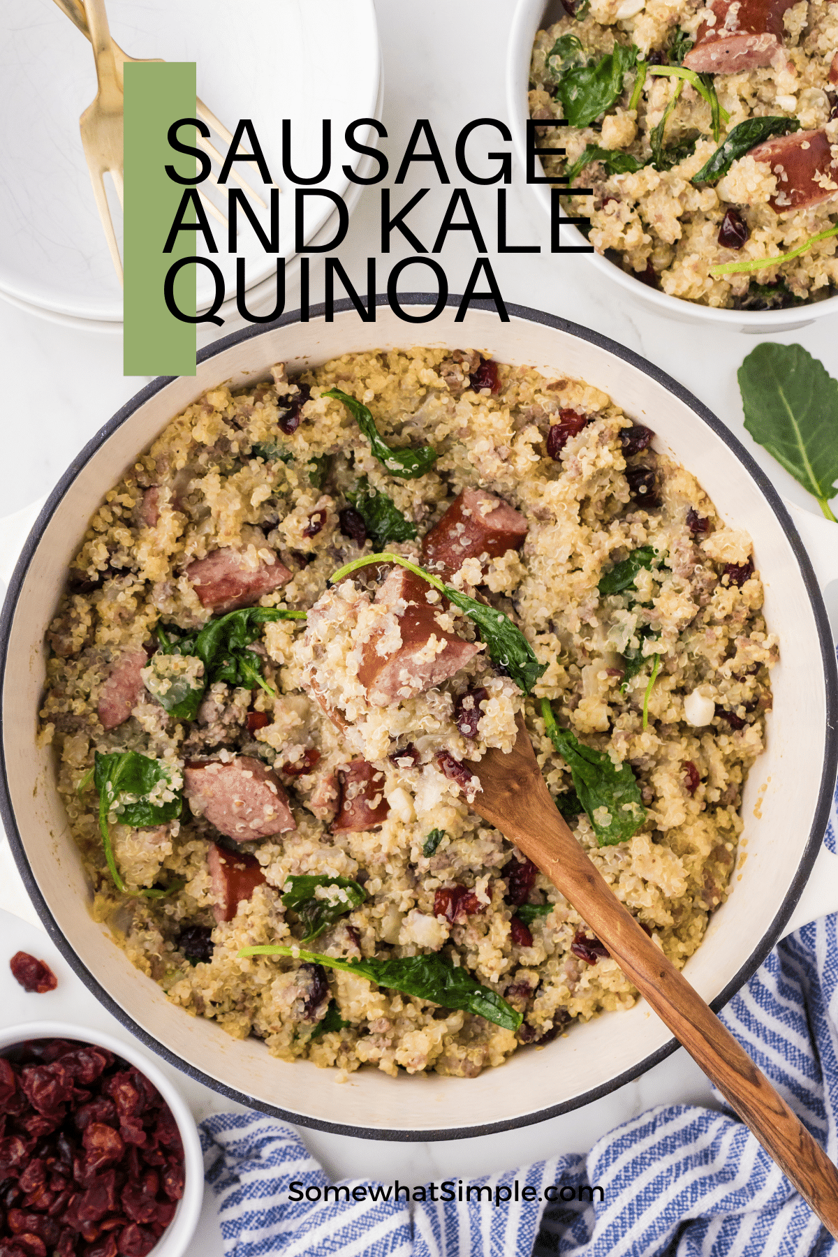 Sausage and Kale Quinoa is a one-pot meal that's hearty, wholesome, and ticks all the boxes for a satisfying dinner with minimal cleanup. Packed with protein, fiber, and vibrant greens, this recipe is sure to become a staple in your weeknight dinner rotation. via @somewhatsimple