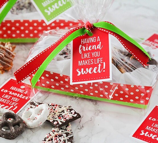 christmas gift baskets with treats inside