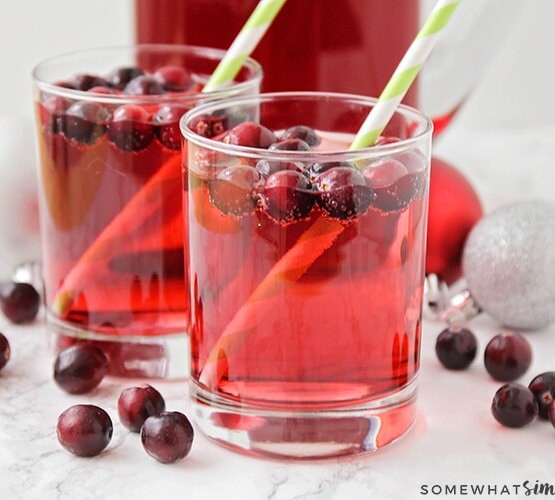 Non Alcoholic Holiday Punch with fresh cranberries