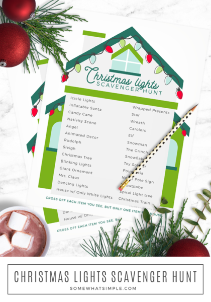 Christmas Lights Scavenger Hunt + Free Printable - Somewhat Simple