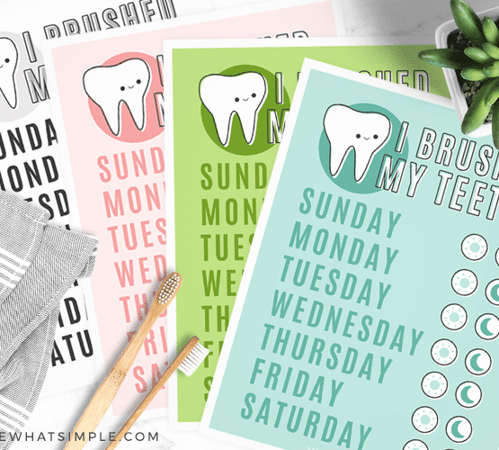 different colored pages from this tooth brushing chart free printable