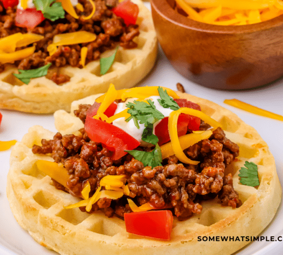 close up of waffle tacos