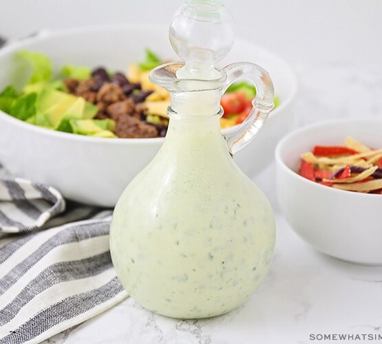 a jar of homemade cilantro lime dressing