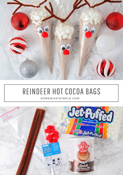 Reindeer Hot Chocolate Bags (Easy Gift Idea) - Somewhat Simple