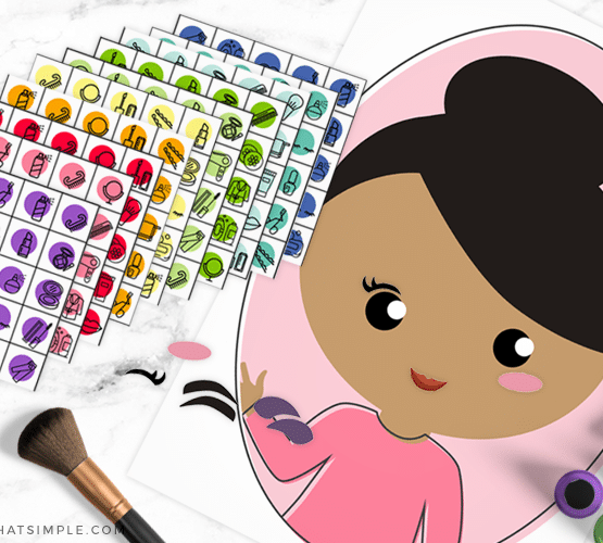 pamper me pajama party printables - bingo cards and pin the makeup on the girl