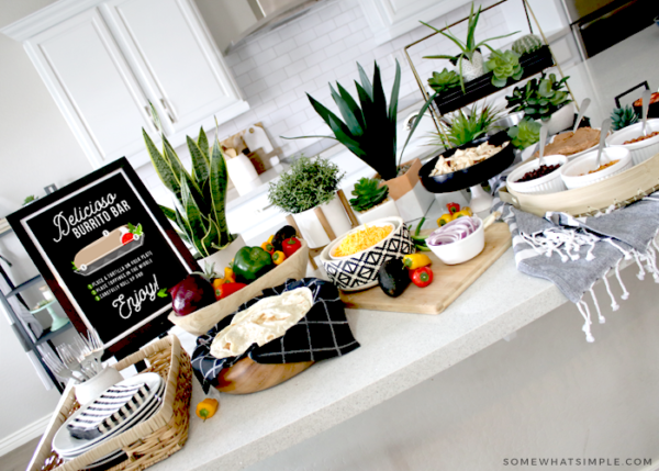 Build Your Own Burrito Bar Easy Dinner Idea Somewhat Simple   Burrito Bar Staging 600x429 