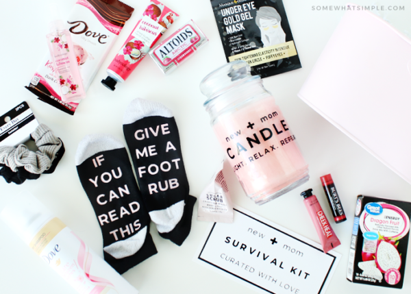 New Mom Gift Basket + Free Printables from Somewhat Simple