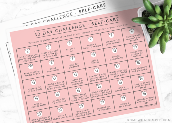 Self Care 30 Day Challenge - from Somewhat Simple