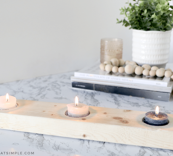 diy candle holder made with a 2x4