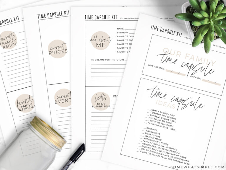 Family Time Capsule Printable - Somewhat Simple