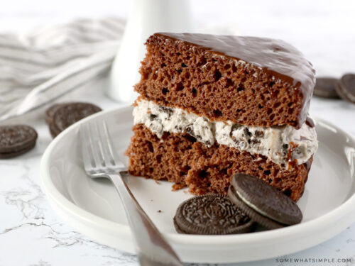 The Easiest Oreo Cookie Cake (Video) from Somewhat Simple