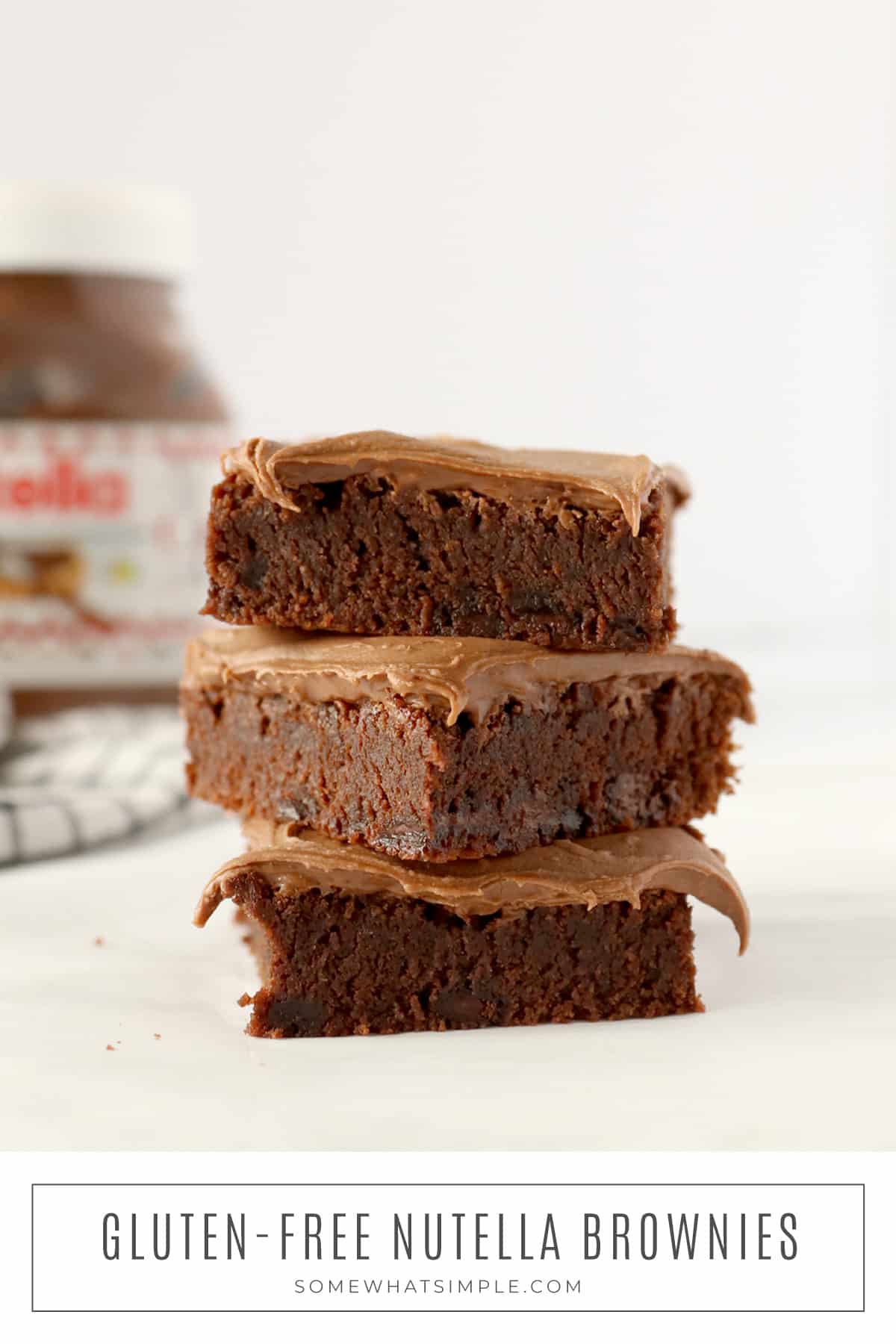 The perfect gluten-free brownie recipe to satisfy your craving for something chocolatey - these Double Chocolate Nutella Brownies are simple to make and totally delicious! via @somewhatsimple